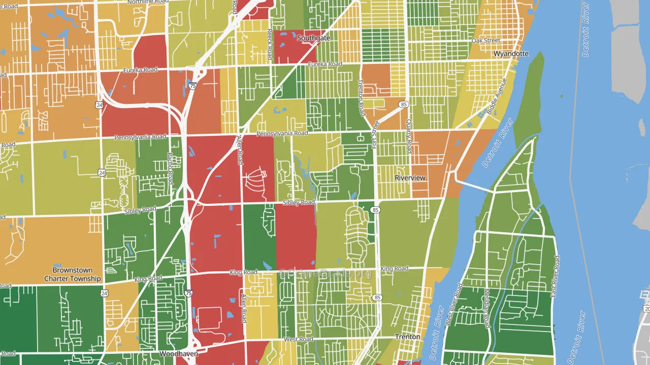 Riverview, MI Map of Burglary Rates