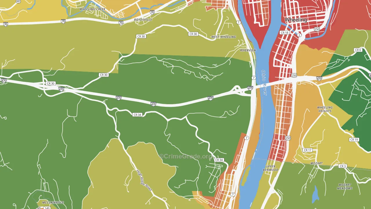 Riverview, OH Map of Burglary Rates