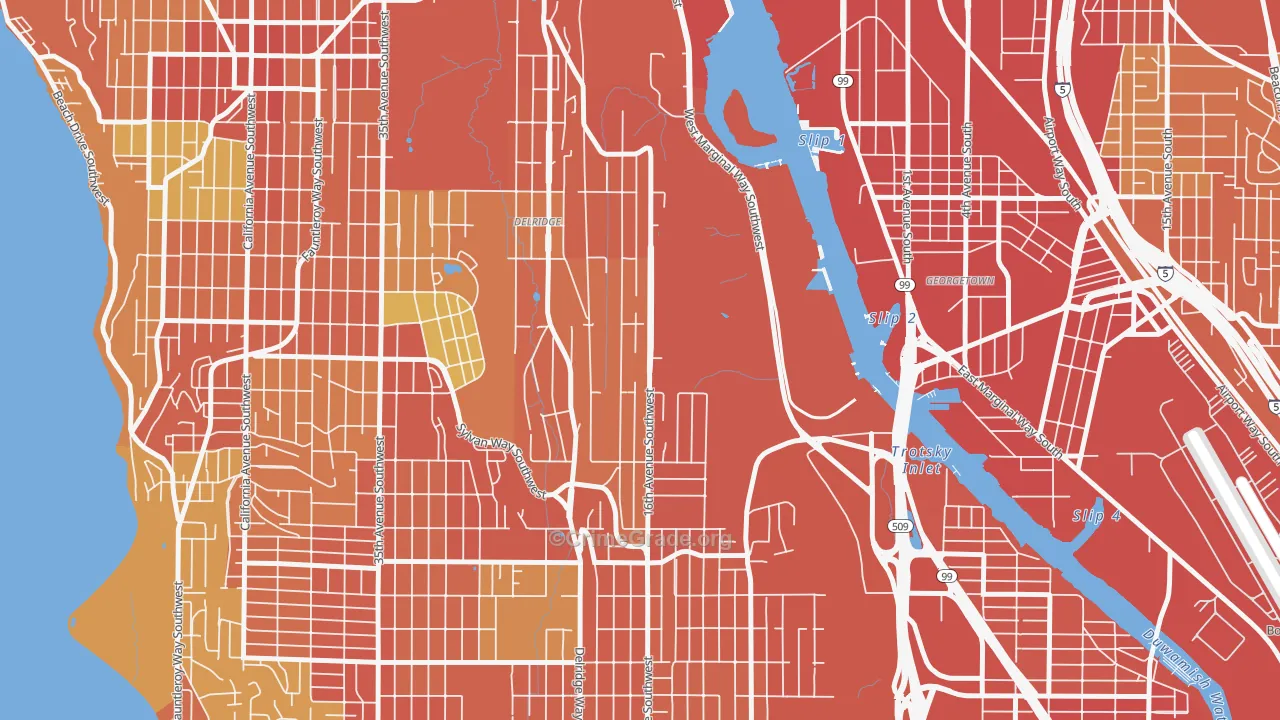 Riverview, Seattle, WA Map of Burglary Rates