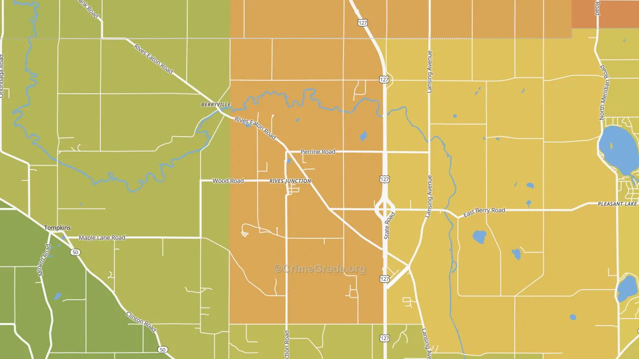 Rives Junction, MI Map of Burglary Rates