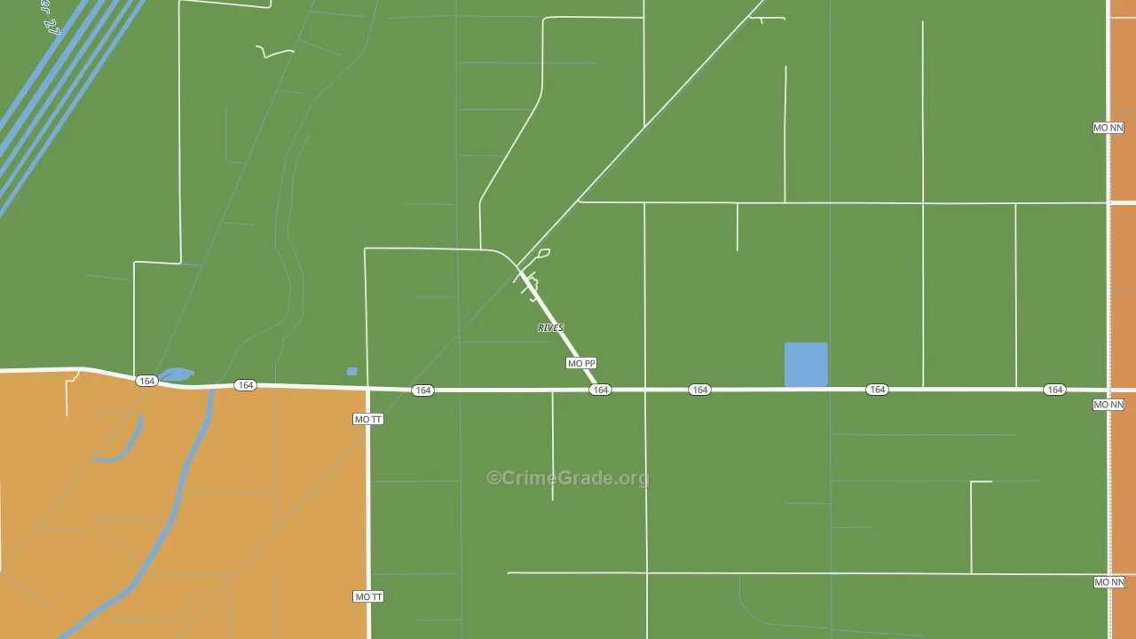 Rives, MO Map of Burglary Rates