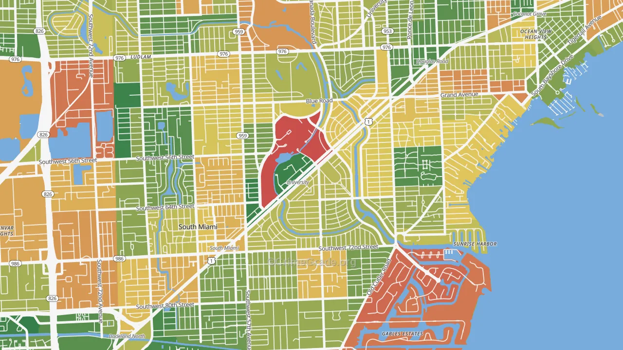 Riviera, Coral Gables, FL Map of Burglary Rates