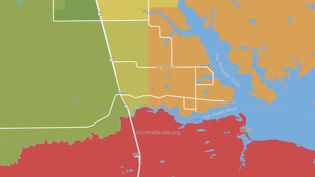 Riviera, TX Map of Burglary Rates