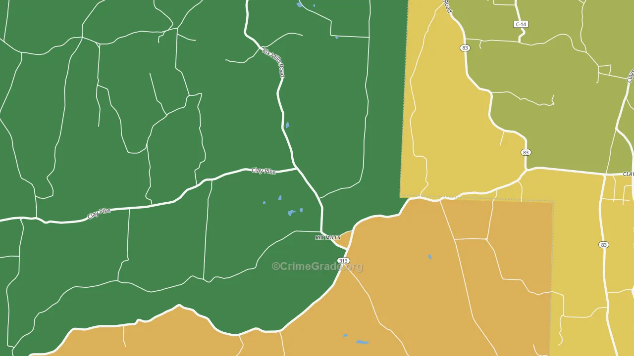 Rix Mills, OH Map of Burglary Rates