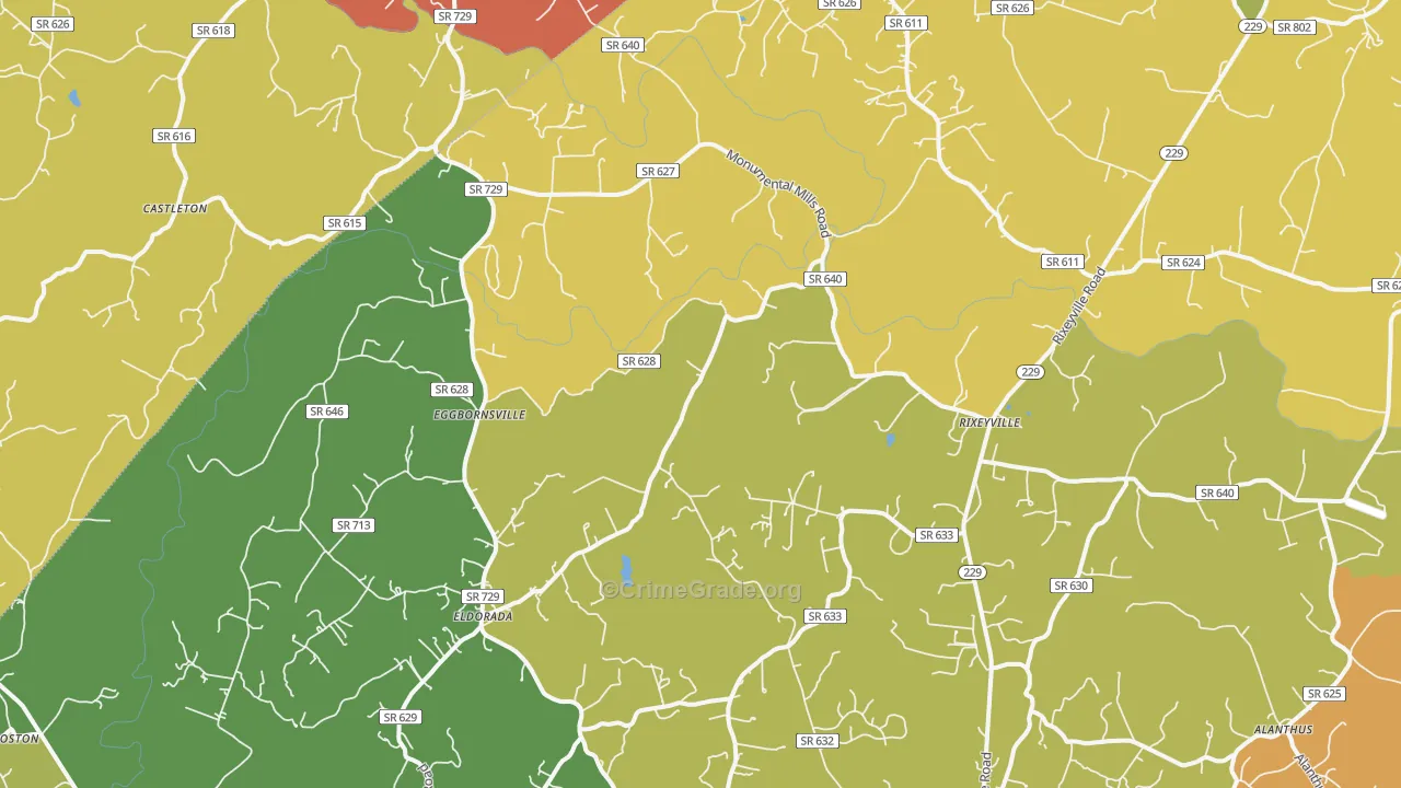 Rixeyville, VA Map of Burglary Rates