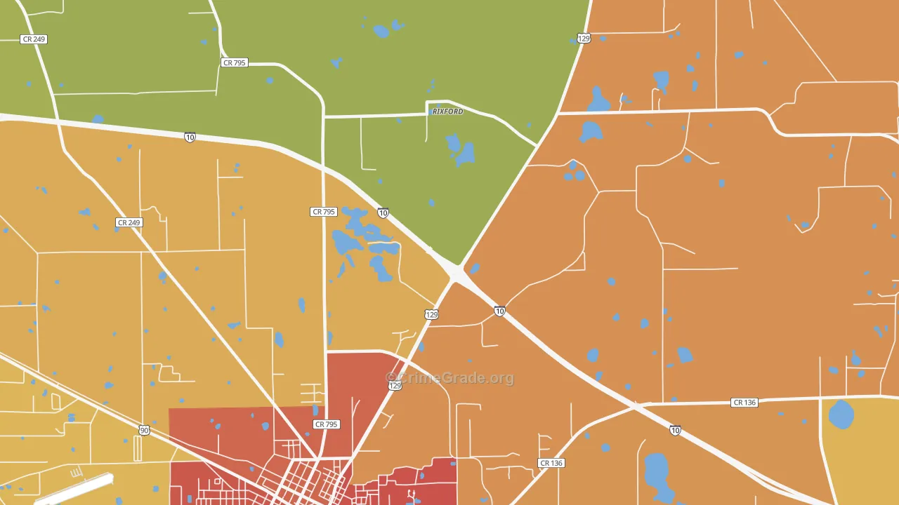 Rixford, FL Map of Burglary Rates