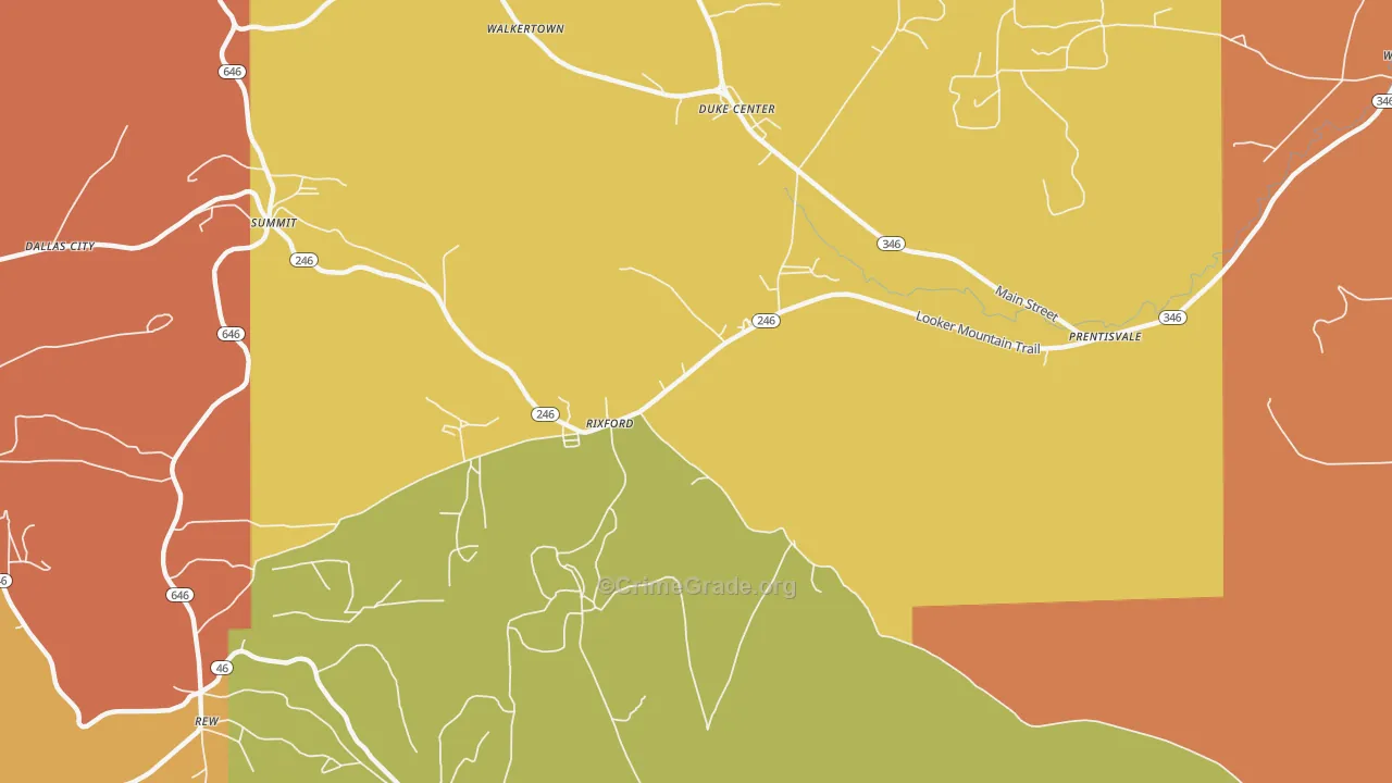 Rixford, PA Map of Burglary Rates