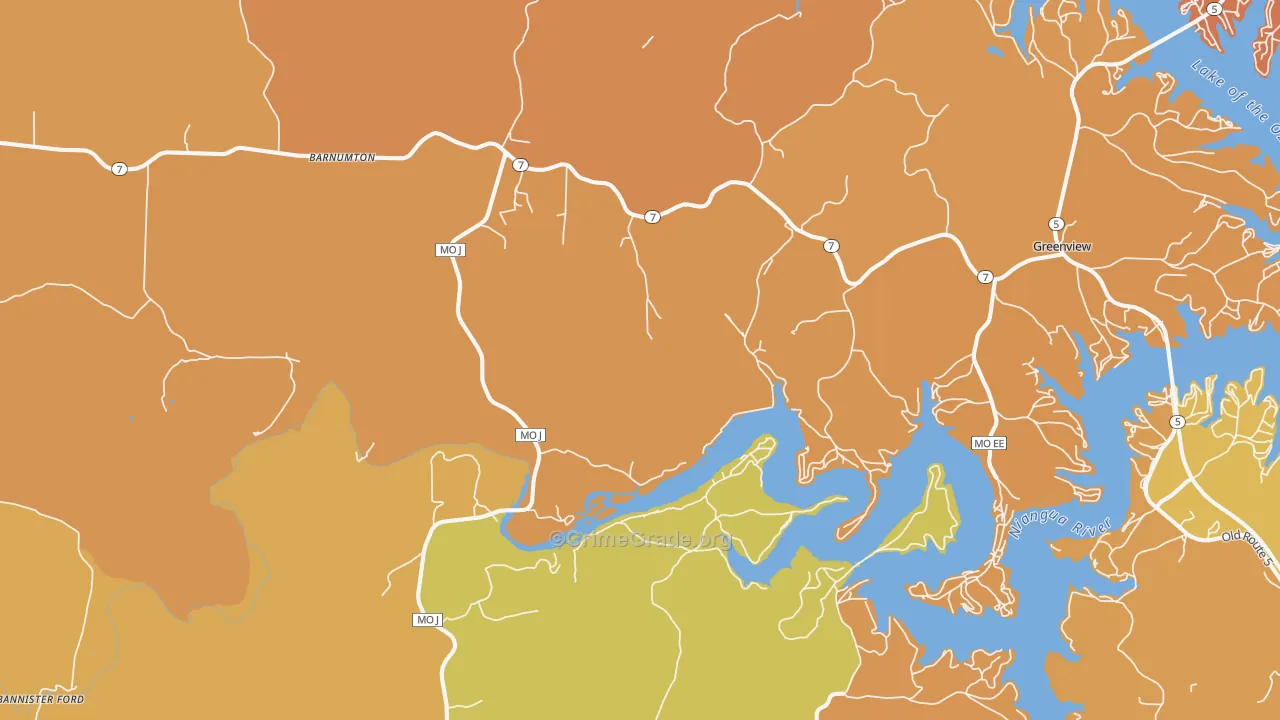 Roach, MO Map of Burglary Rates