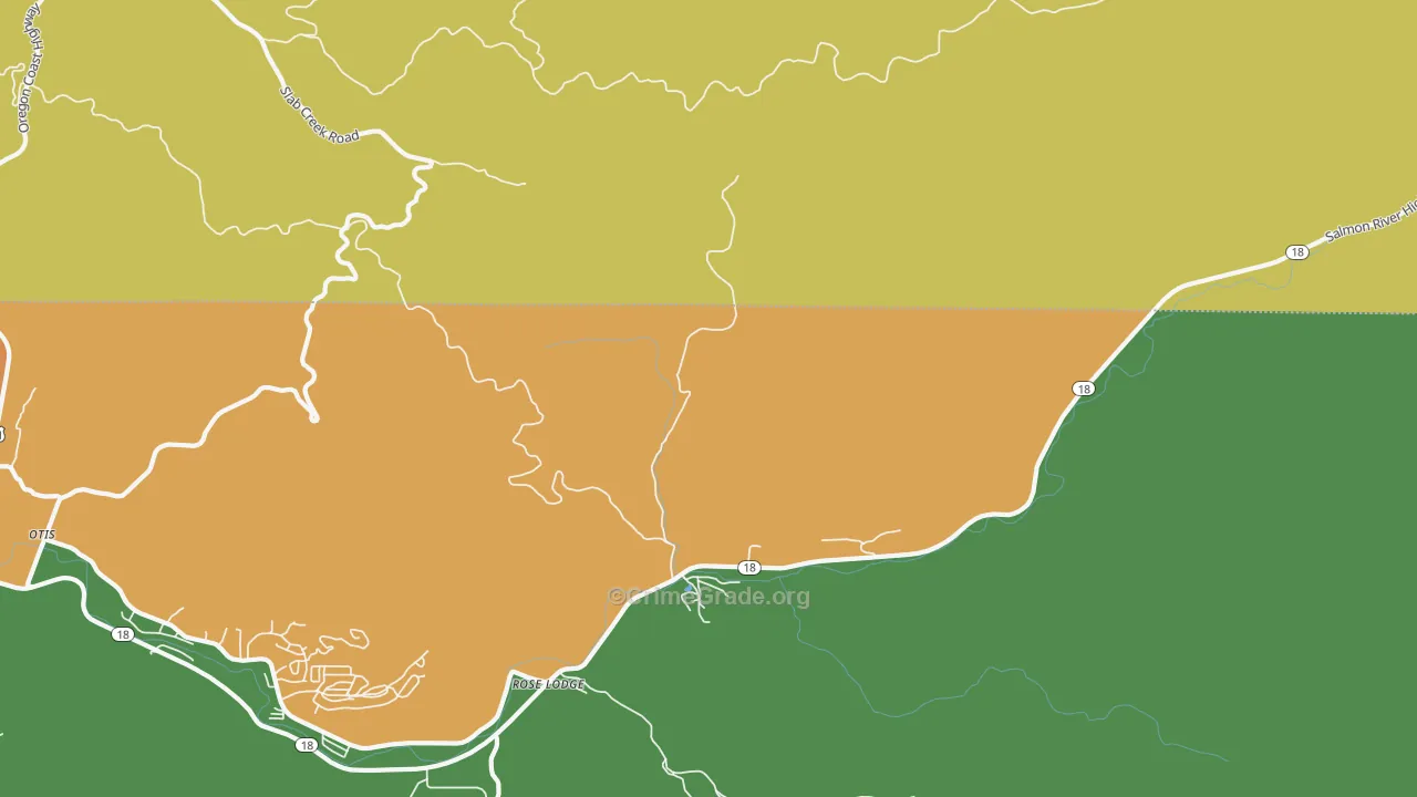 Roads End, OR Map of Burglary Rates