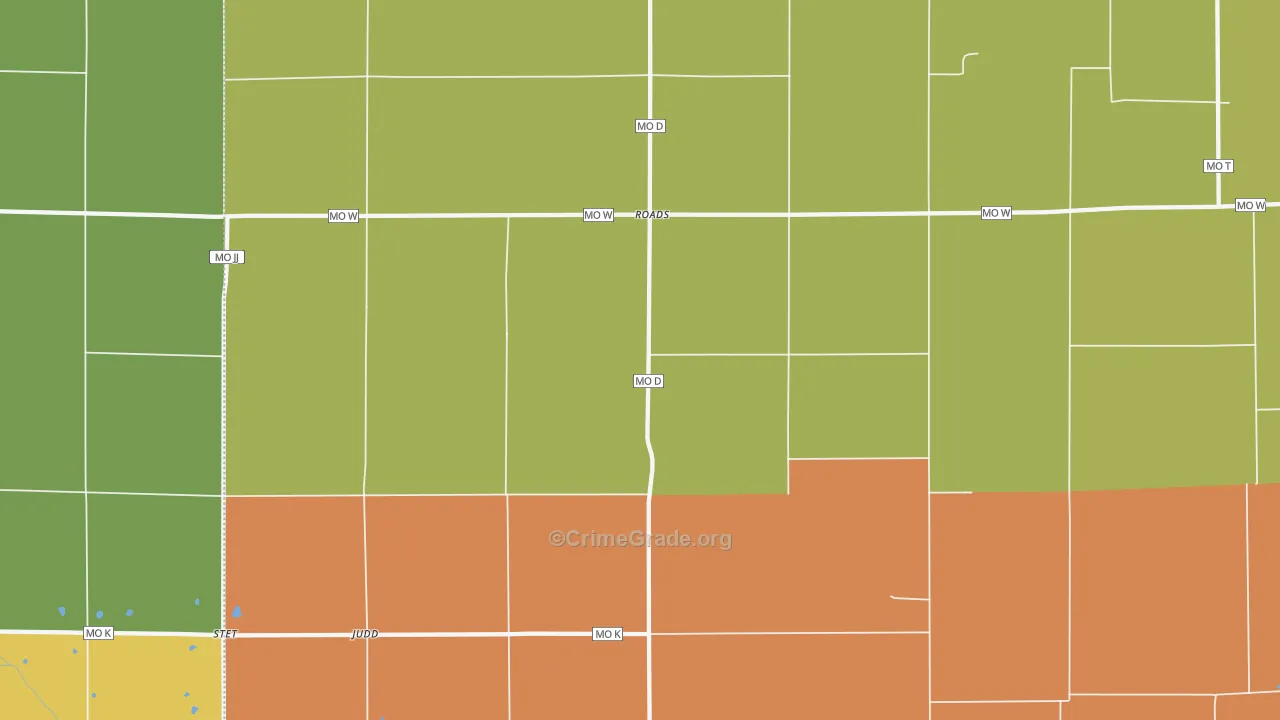 Roads, MO Map of Burglary Rates