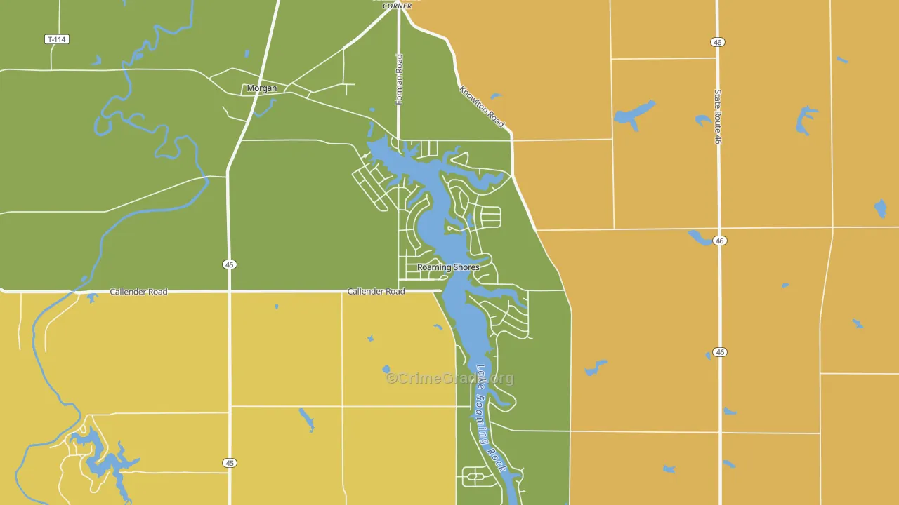 Roaming Shores, OH Map of Burglary Rates