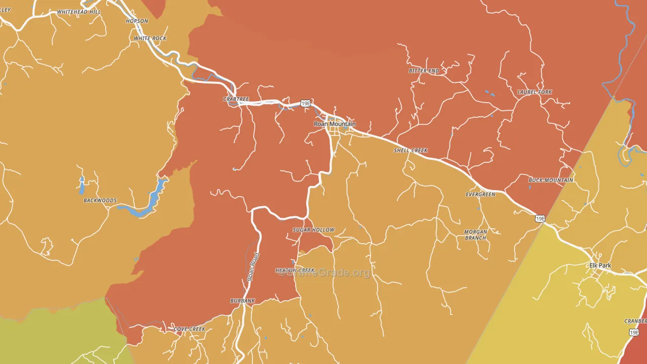 Roan Mountain, TN Map of Burglary Rates