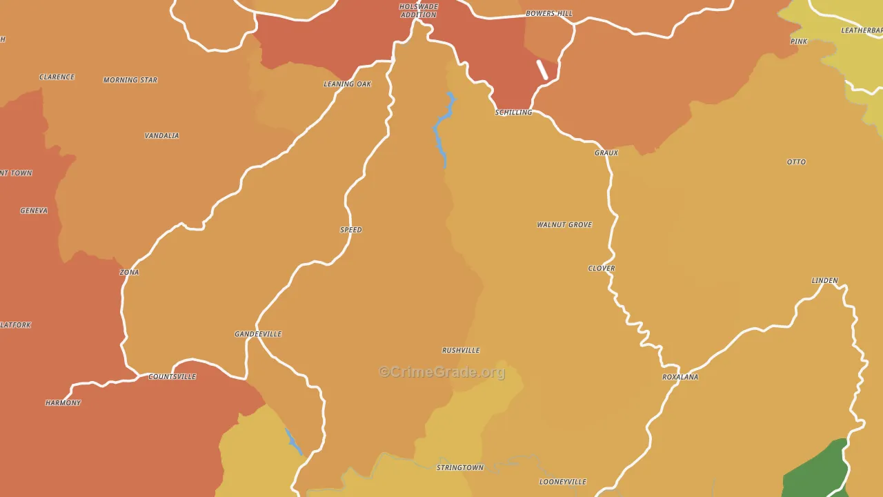 Roane County, WV Map of Burglary Rates