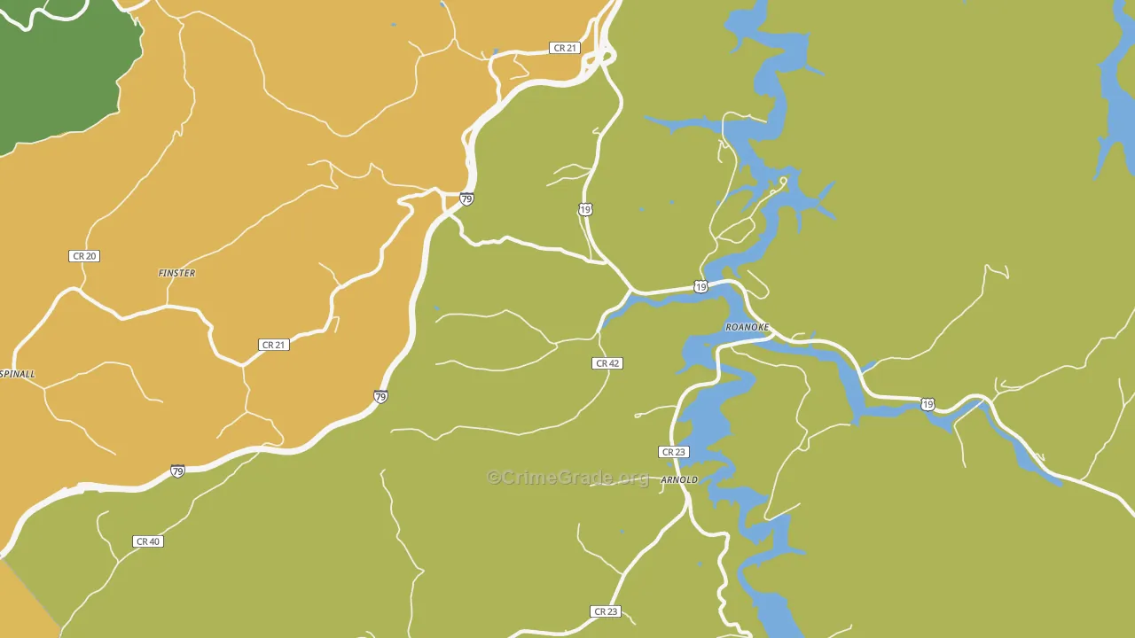 Roanoke, WV Map of Burglary Rates