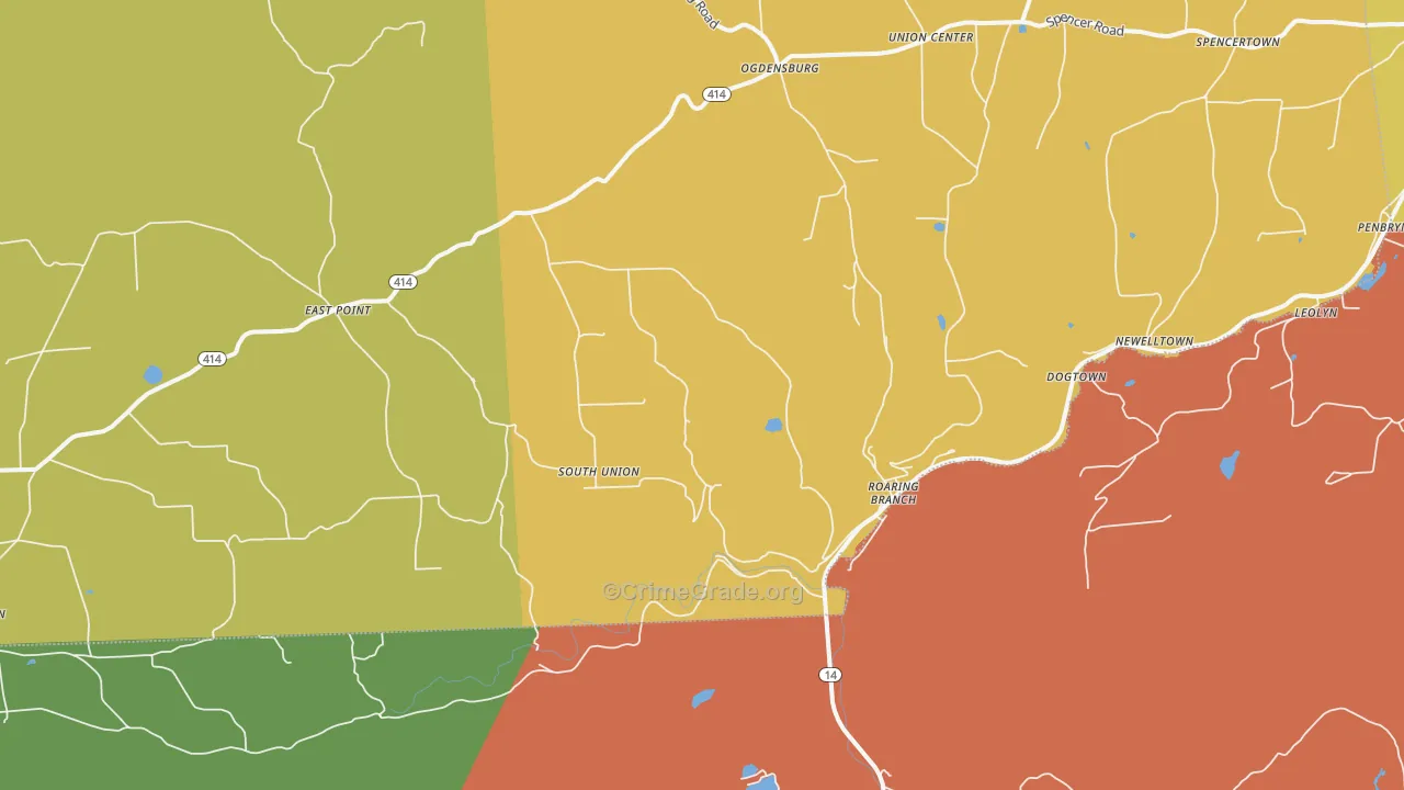 Roaring Branch, PA Map of Burglary Rates