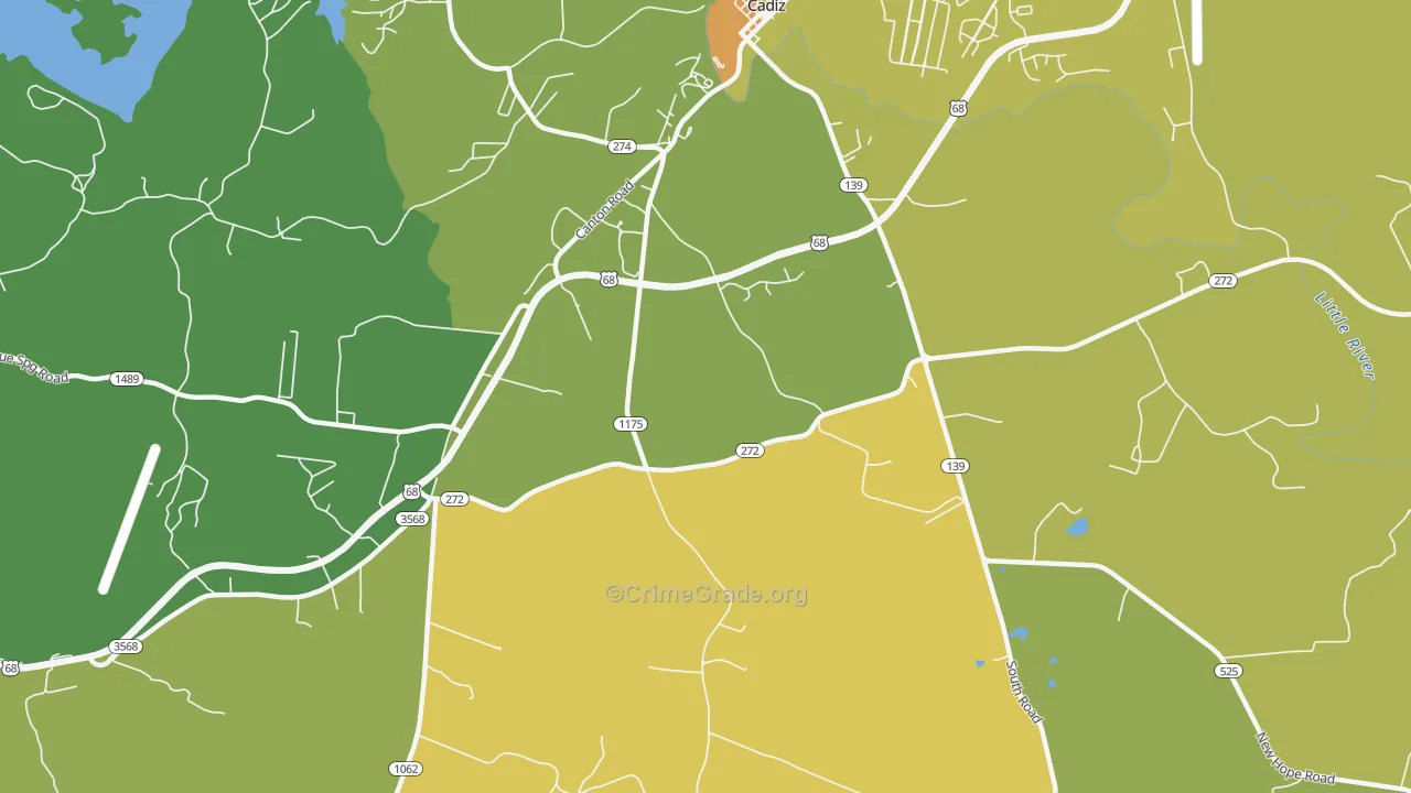 Roaring Spring, KY Map of Burglary Rates