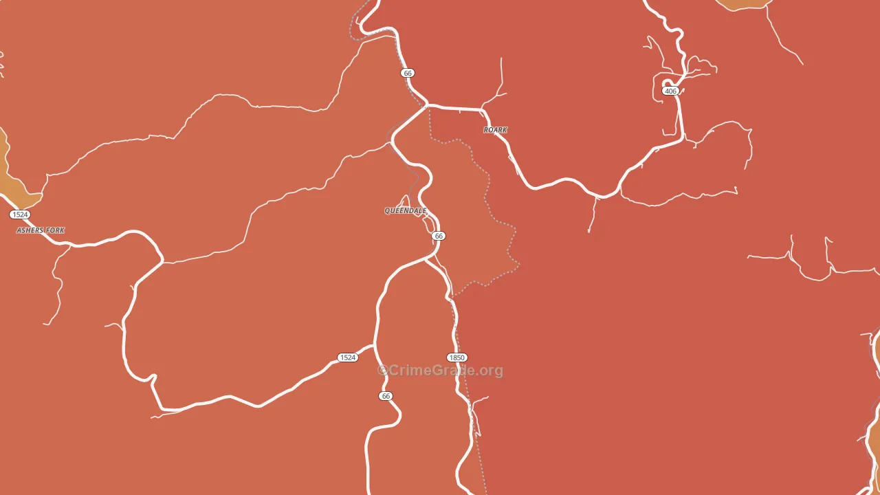 Roark, KY Map of Burglary Rates
