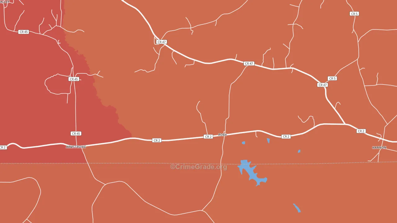 Roba, AL Map of Burglary Rates