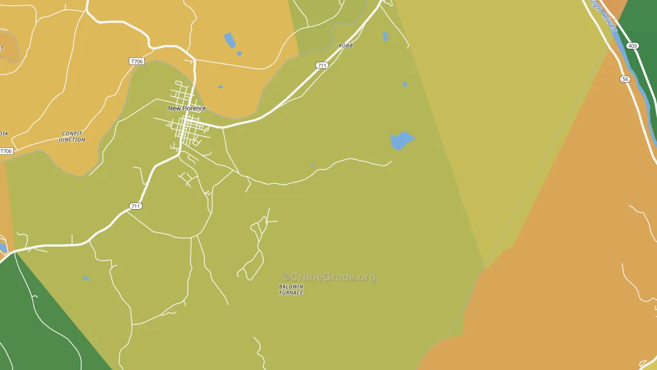 Robb, PA Map of Burglary Rates