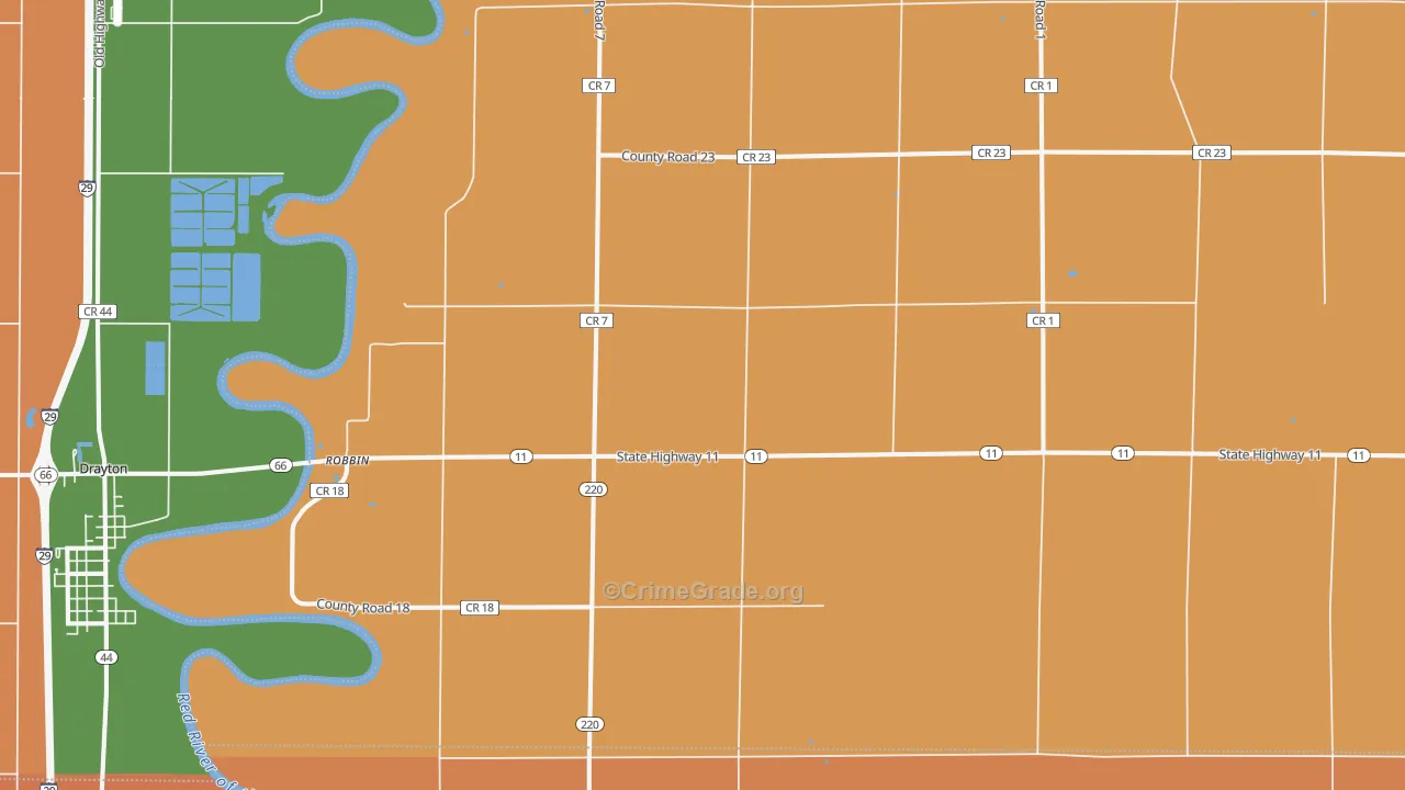 Robbin, MN Map of Burglary Rates