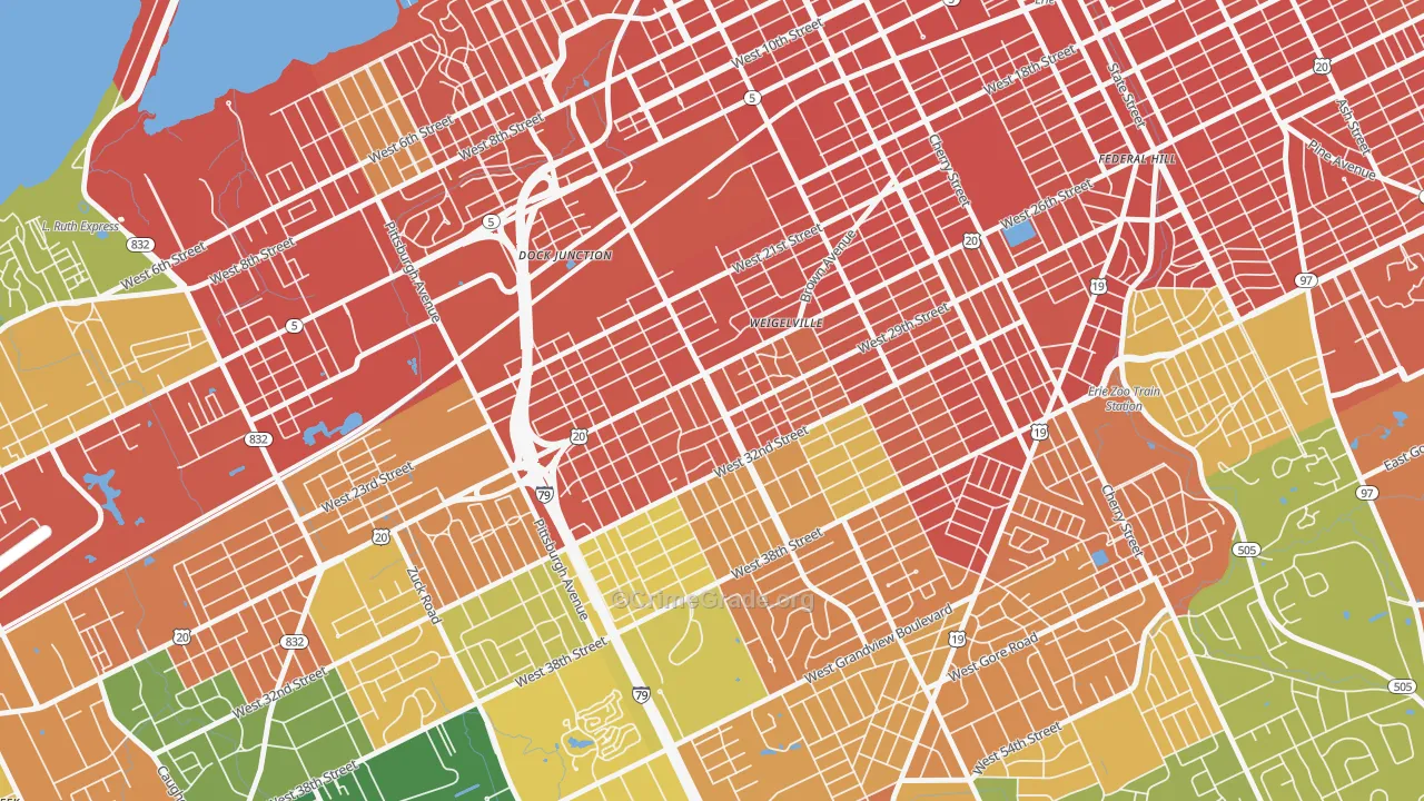 Robbins Blass, Erie, PA Map of Burglary Rates
