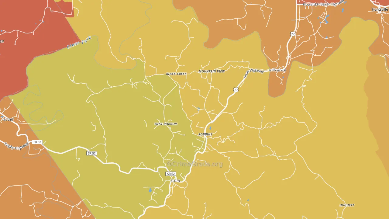 Robbins, TN Map of Burglary Rates
