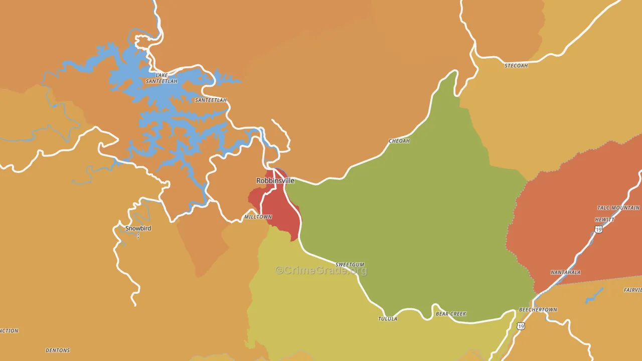 Robbinsville, NC Map of Burglary Rates