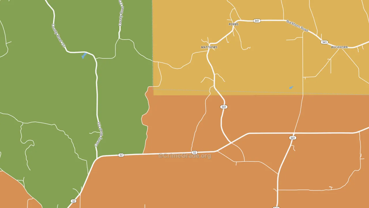 Robbs, MS Map of Burglary Rates