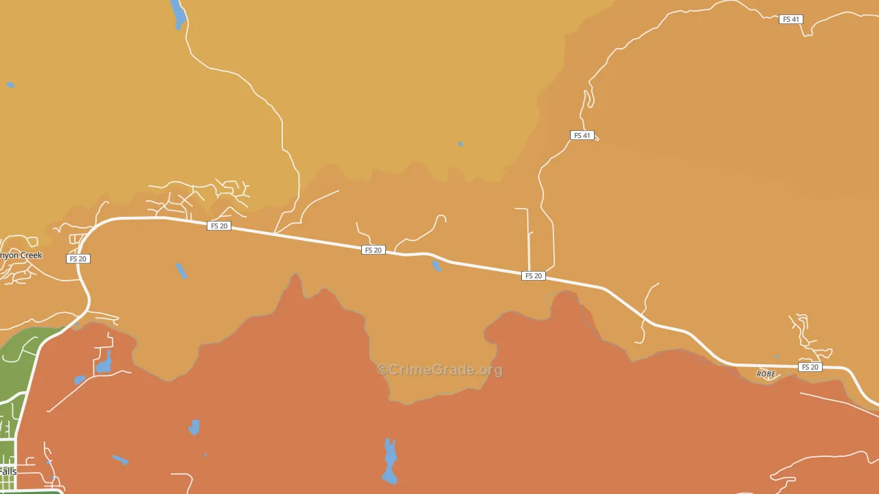 Robe, WA Map of Burglary Rates