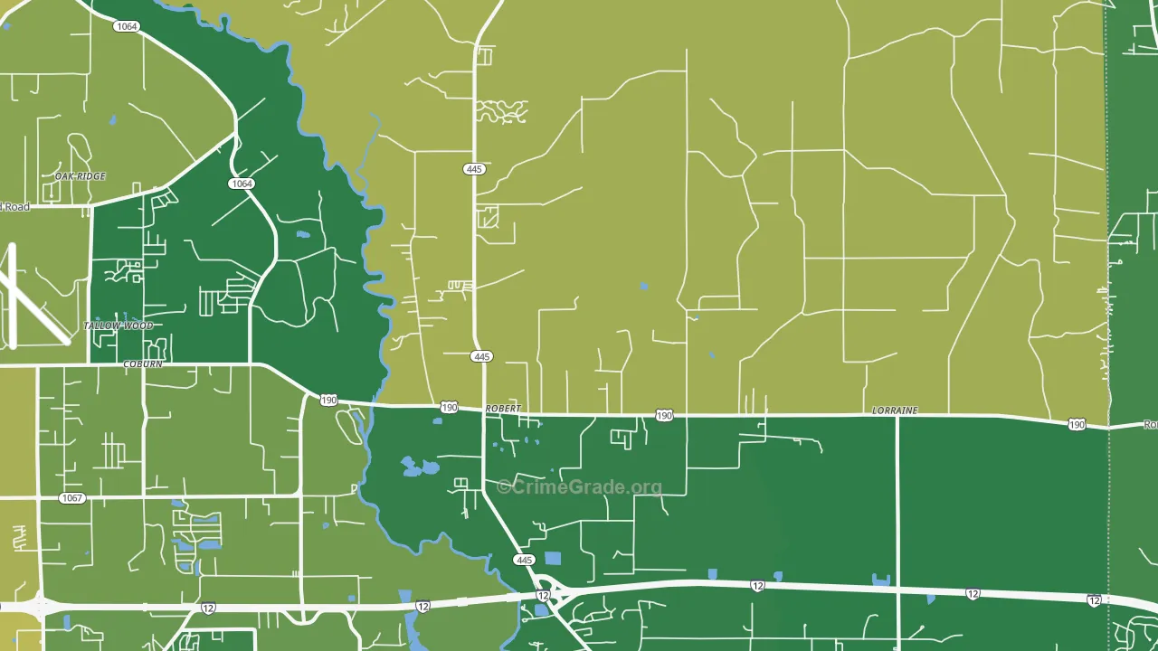 Robert, LA Map of Burglary Rates