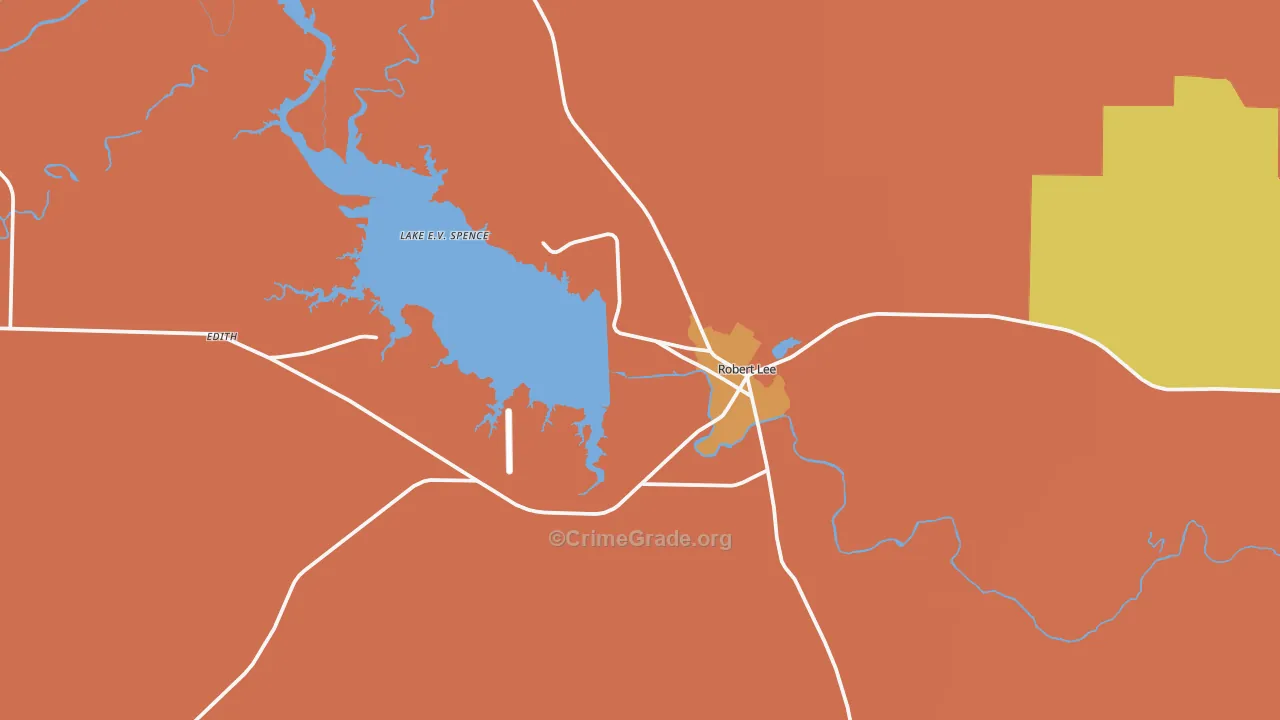 Robert Lee, TX Map of Burglary Rates