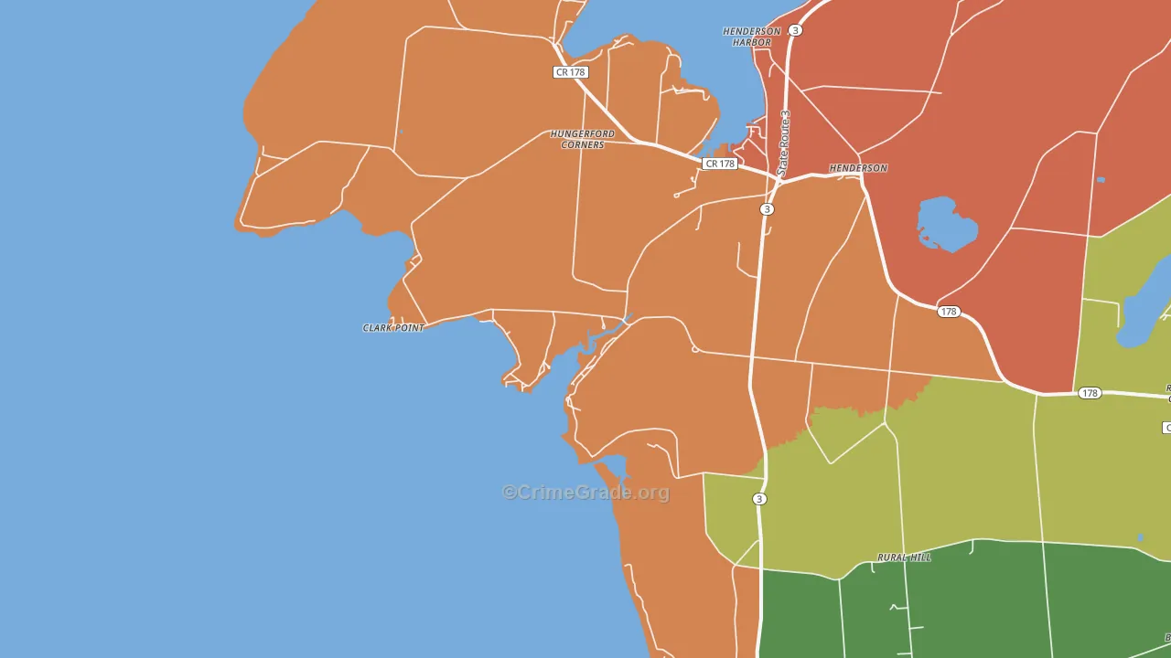 Roberts Corner, NY Map of Burglary Rates