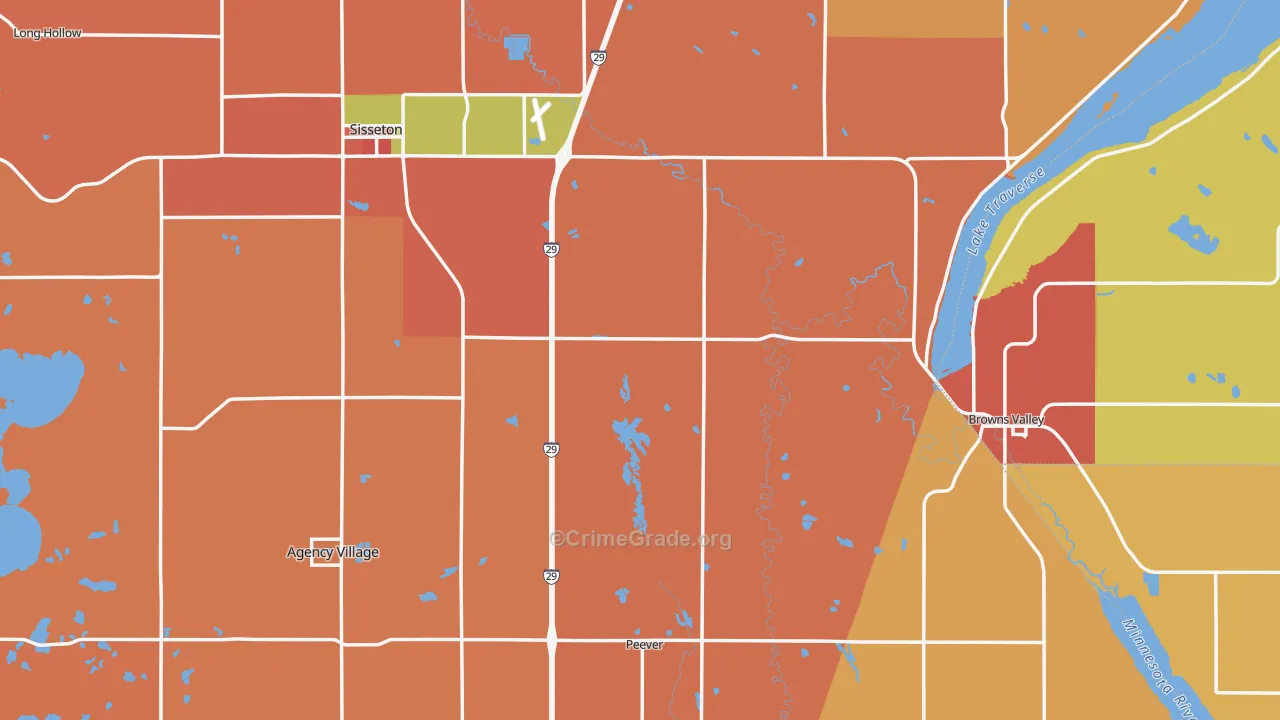 Roberts County, SD Map of Burglary Rates