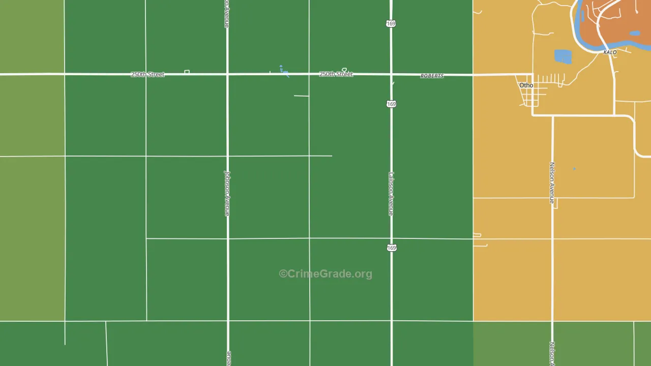 Roberts, IA Map of Burglary Rates