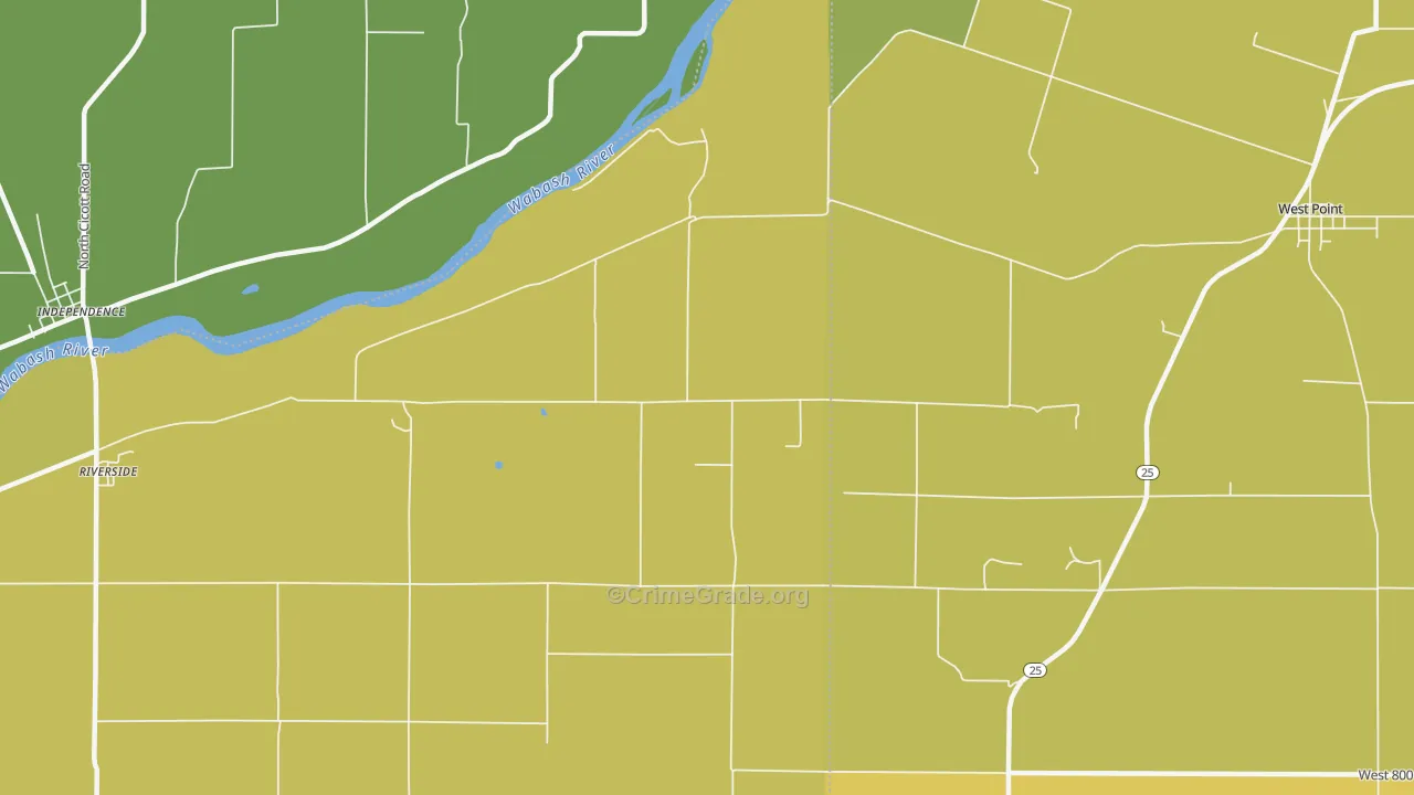 Roberts, IN Map of Burglary Rates