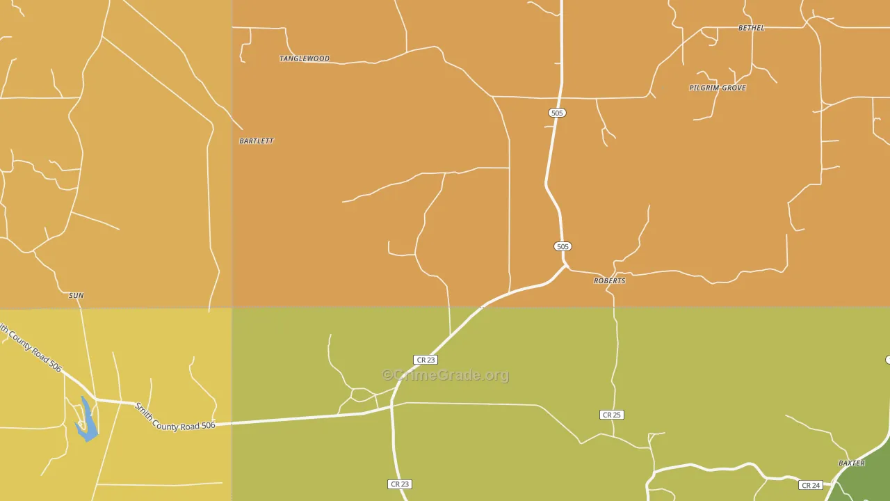 Roberts, MS Map of Burglary Rates
