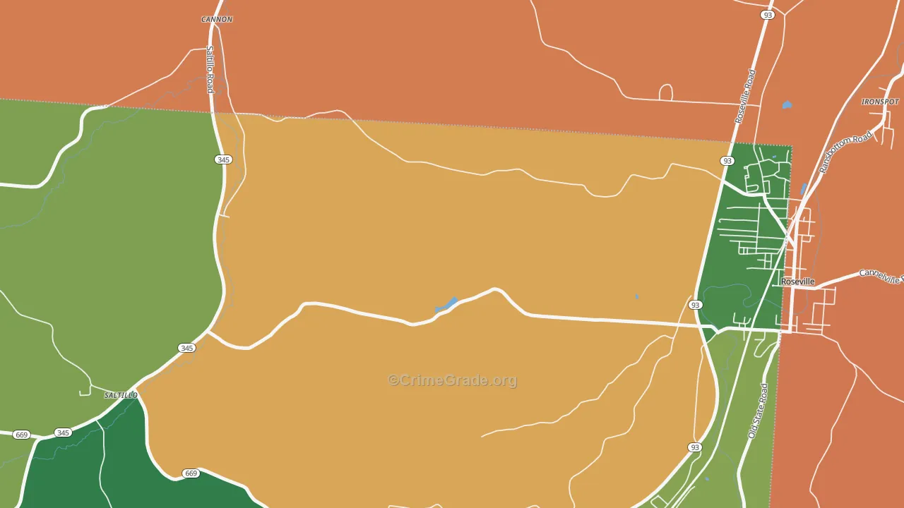 Roberts, OH Map of Burglary Rates
