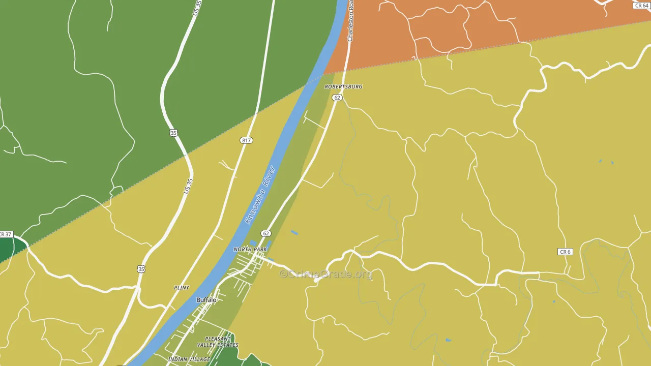 Robertsburg, WV Map of Burglary Rates