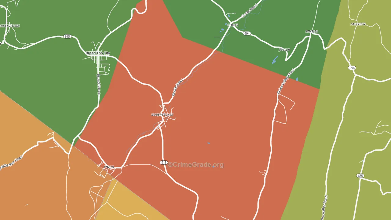 Robertsdale, PA Map of Burglary Rates