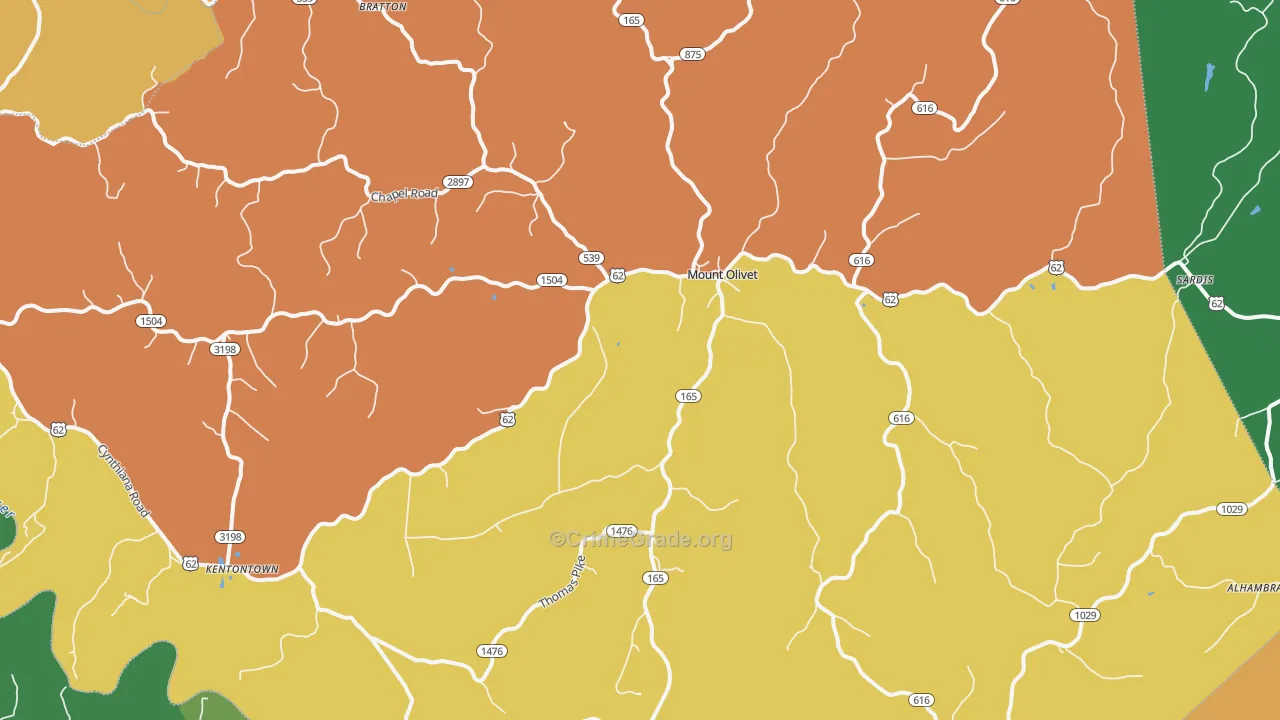 Robertson County, KY Map of Burglary Rates