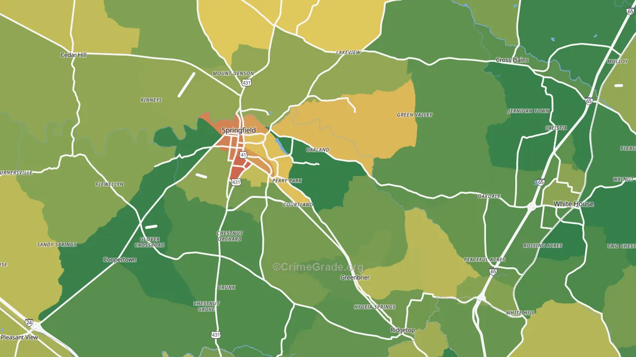 Robertson County, TN Map of Burglary Rates