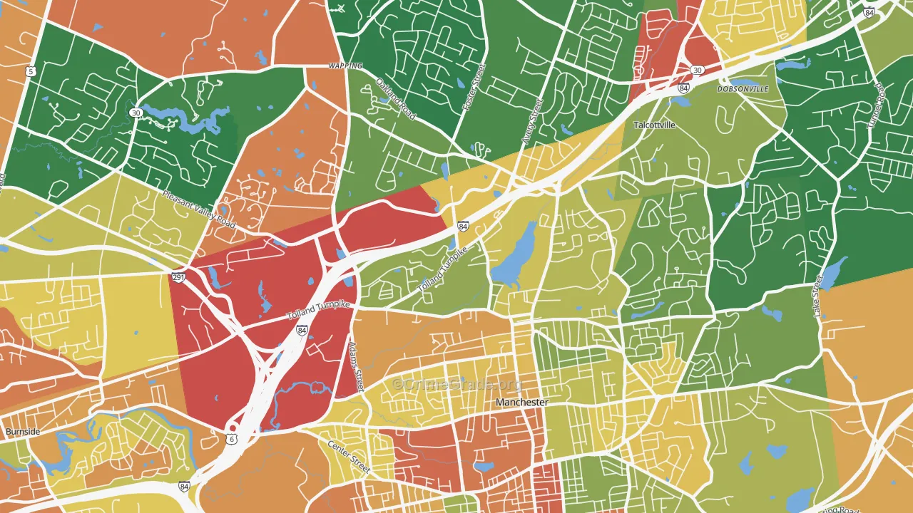 Robertson, Oakland, CT Map of Burglary Rates