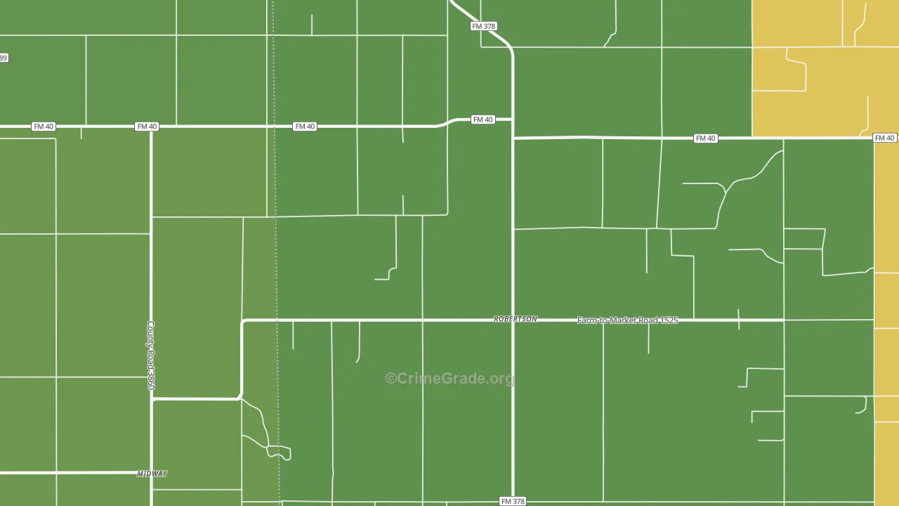 Robertson, TX Map of Burglary Rates
