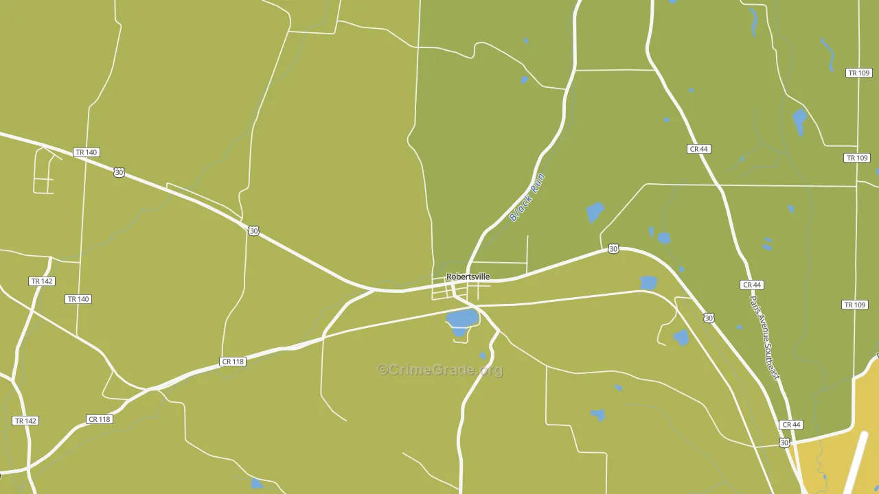 Robertsville, OH Map of Burglary Rates