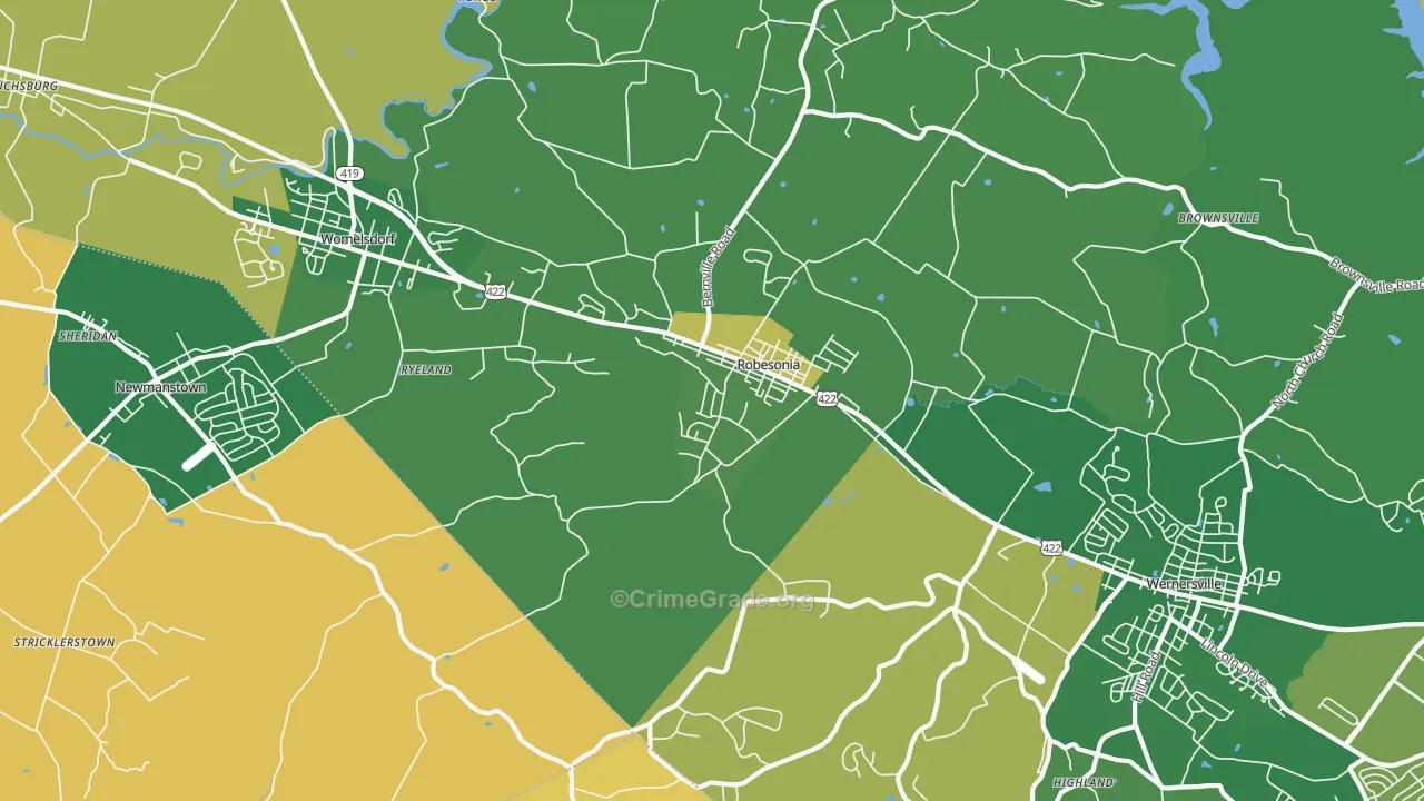 Robesonia, PA Map of Burglary Rates