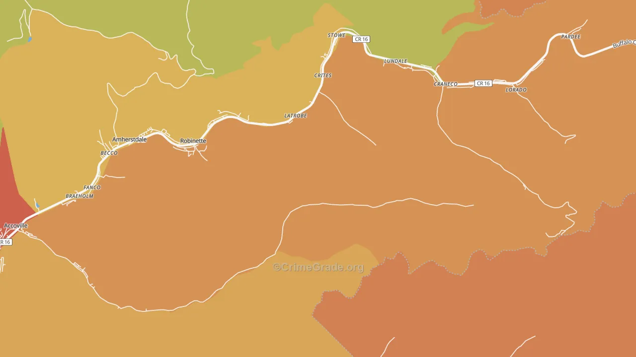 Robinette, WV Map of Burglary Rates
