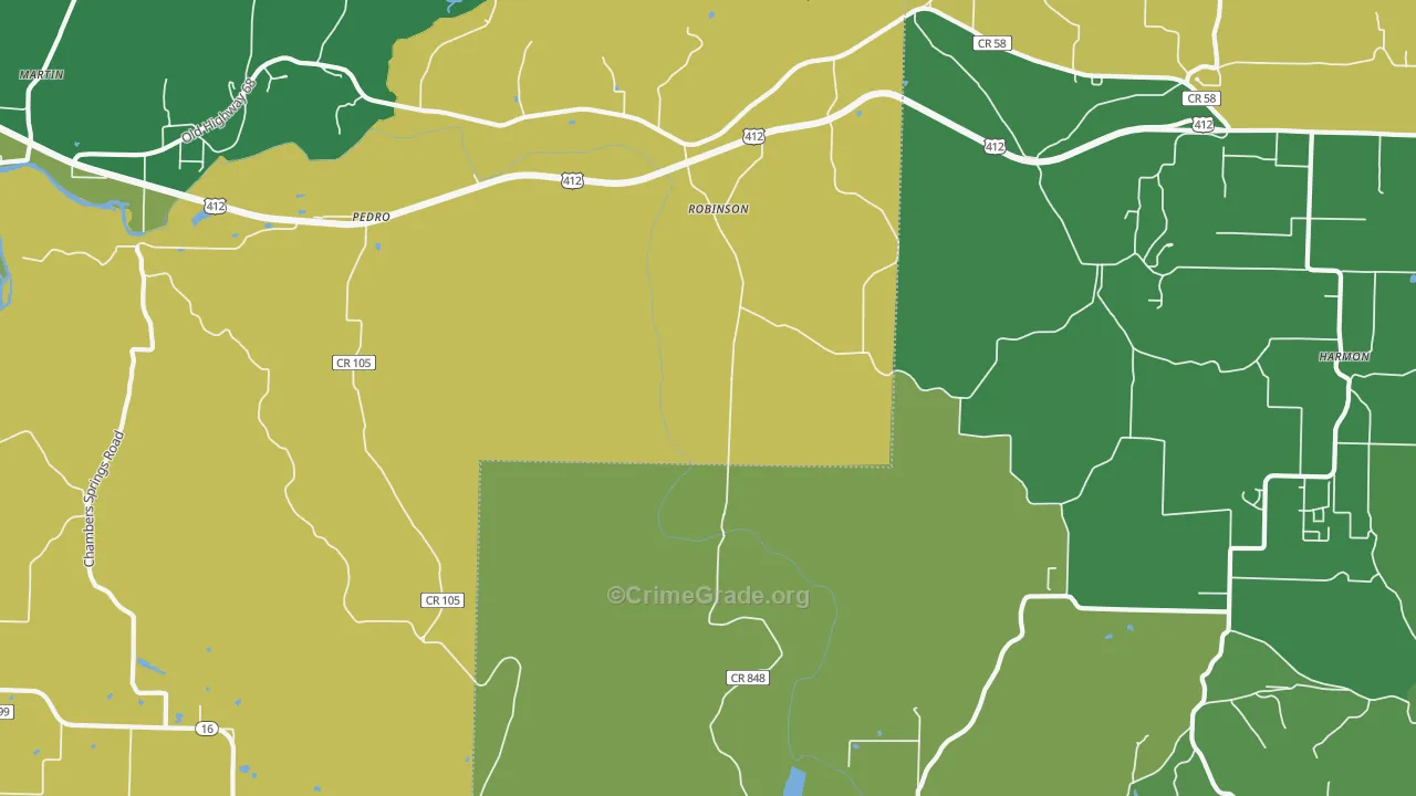 Robinson, AR Map of Burglary Rates