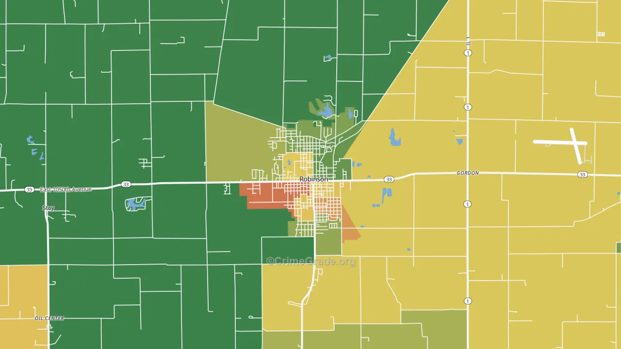 Robinson, IL Map of Burglary Rates