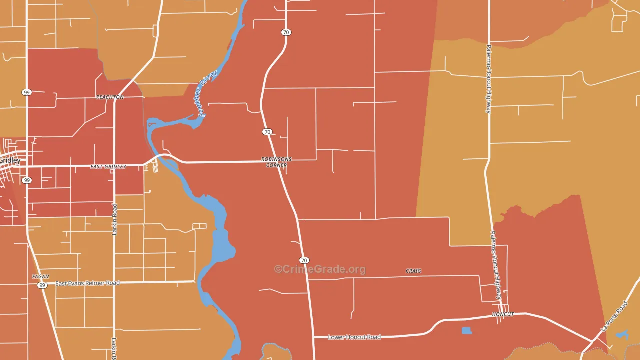 Robinsons Corner, CA Map of Burglary Rates
