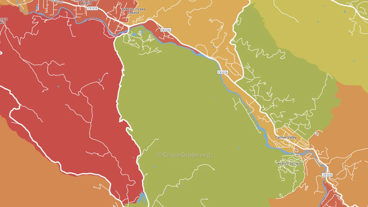 Robles Del Rio, CA Map of Burglary Rates